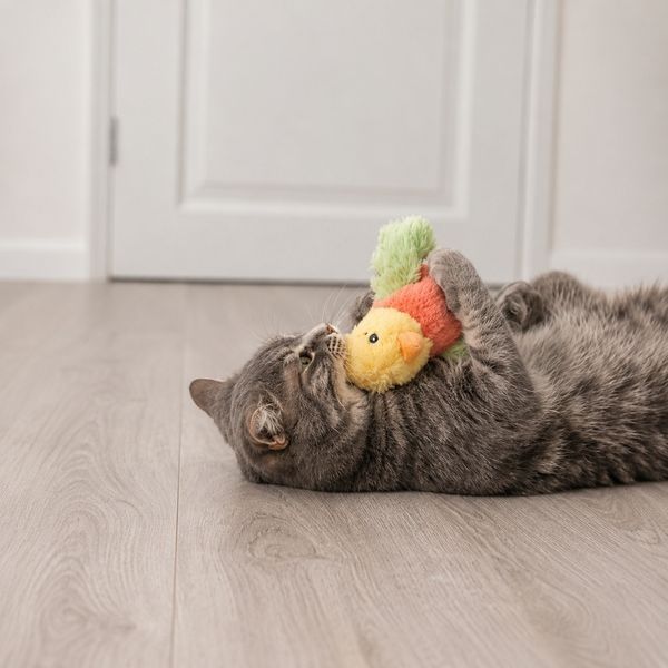 Іграшка Trixie для котів Пташка жовтий/оранжевий/світло-зелений 10 см 45827 фото