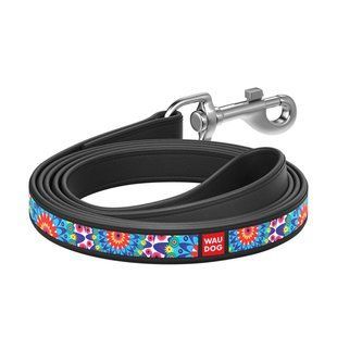 Повідець WAUDOG Design з малюнком "Квіти" (ширина 25 мм, довжина 122 см) чорний 37921 фото