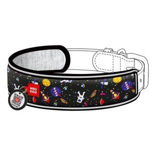 Ергономічна накладка на нашийник WAUDOG Nylon з QR-паспортом, малюнок "NASA" (розмір XS, для ширини нашийника 10-15 см) 2401-0147 фото