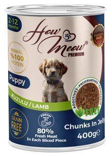 Повнораціонний вологий корм для цуценят Хау Мяу How Meow Puppy з ягням 400г 184923 фото