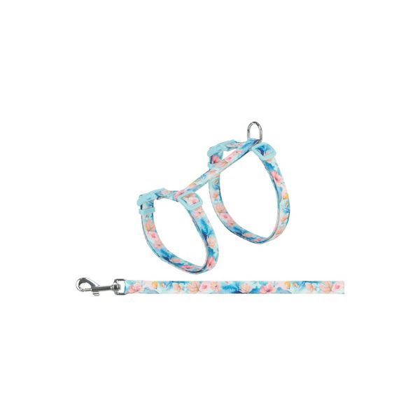 Шлейка з повідцем Trixie для котів принт з квітковим дизайном нейлон 35-59 см/13 мм, 1.2 м в асортименті 41912 фото