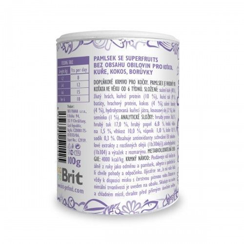 Ласощі Brit Care Superfruits Kitten д/кошенят від 6 тижнів з куркою кокосом та чорницею 100 г 111268 фото