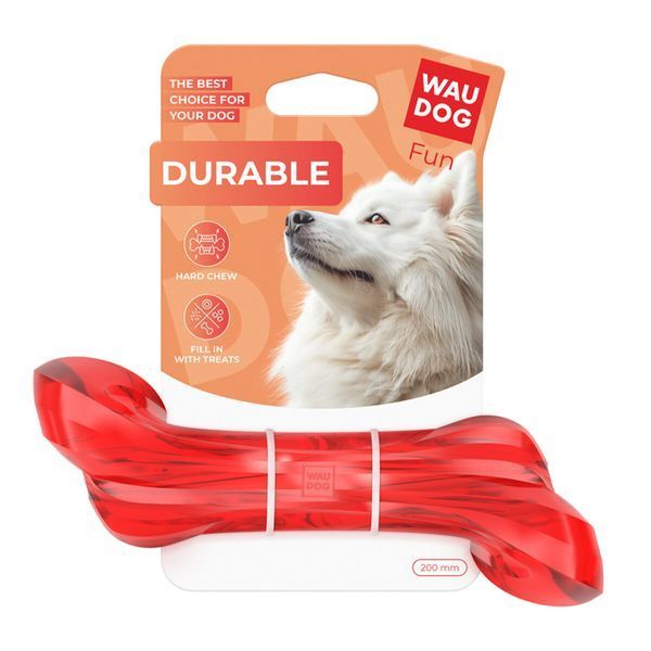 Игрушка для собак WAUDOG Fun Durable Кость, термопластичная резина, 200 мм, красный 62193 фото