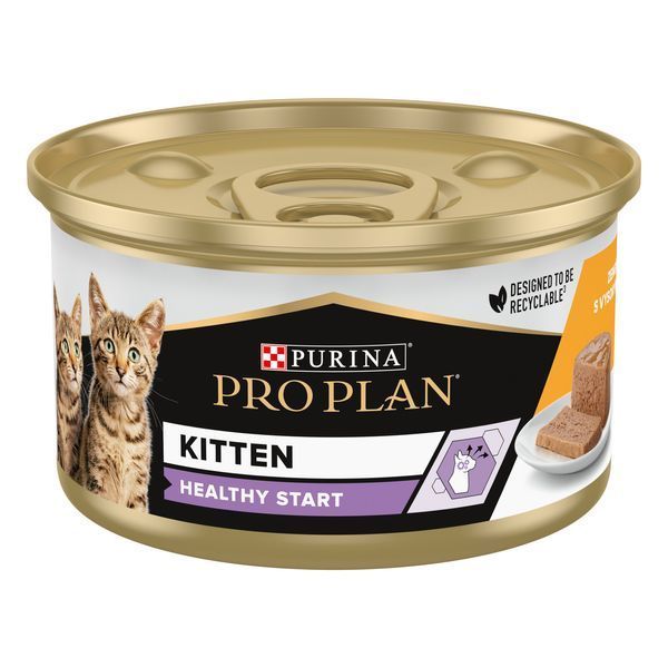 Влажный корм PRO PLAN Kitten Healthy Start для котят, мусс, с курицей, 85 г 8445290673688 фото