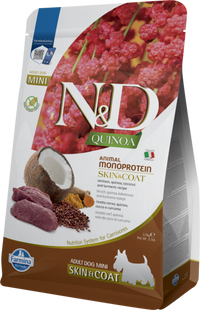 Фарміна дог сухий N&D QUINOA DOG SKIN & COAT, VENISON & COCONUT ADULT MINI з олениною та кокосом 2.5 kg 40091 189140 фото