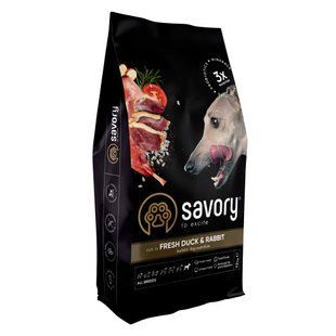 Корм сухой Savory Adult All Breeds Rich in Fresh Duck & Rabbit для собак всех пород со свежей уткой и кроликом 12 кг 30181 фото
