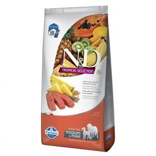 Сухий низькозерновий корм Farmina N&D Tropical Selection для дорослих собак середніх і великих порід з лососем і тропічними фруктами, 10 кг 183872 фото