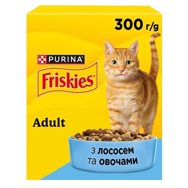Сухий корм FRISKIES для дорослих котів, з лососем та овочами, 300 г 7613031868063 фото