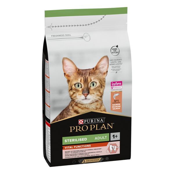 Сухой корм PRO PLAN Sterilised Adult 1+ Vital Functions для взрослых стерилизованных кошек, с лососем, 1.5 кг 7613036517362 фото
