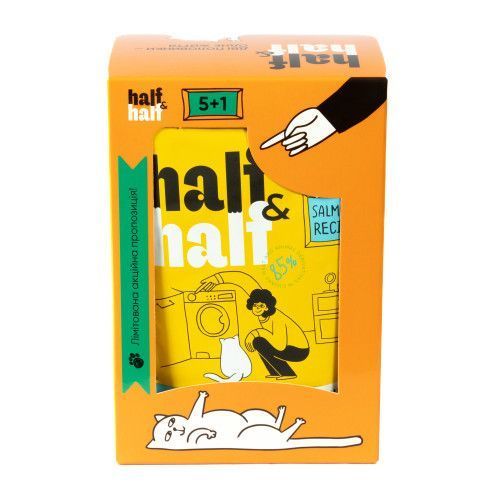 Набір паучів HalfHalf д/дорослих котів лосось/желе 5+1 HH_040485 фото