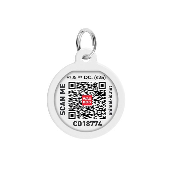 Адресник для собак и кошек металлический WAUDOG Smart ID с QR паспортом, рисунок "Бэтмен эскиз", круг, Д 25 мм 225-1081 фото