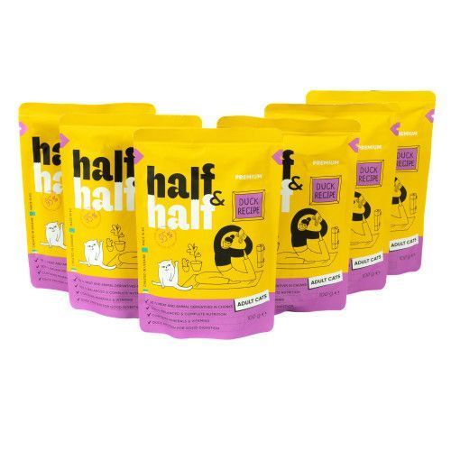 Набор паучей HalfHalf д/взрослых кошек утка/соус 5+1 HH_040492 фото