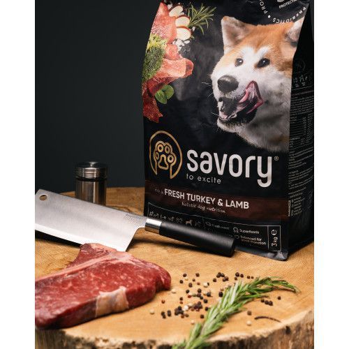 Корм сухой Savory Large Breeds rich in Fresh Turkey & Lamb для взрослых собак больших пород от 25 кг со свежим ягненком и инд 30235 фото