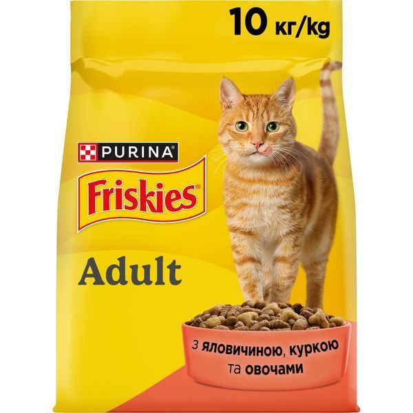 Сухой корм FRISKIES для взрослых кошек, с говядиной, курицей и овощами, 10 кг 5997204569004 фото