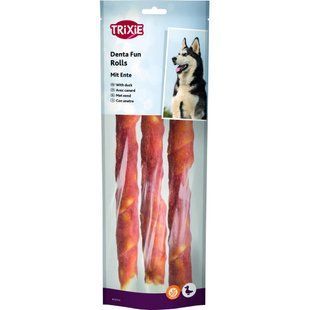 Ласощі Trixie Denta Fun Rolls with Duck для собак Паличка для чищення зубів з качкою 28 см 250 г 3 шт 31374 фото