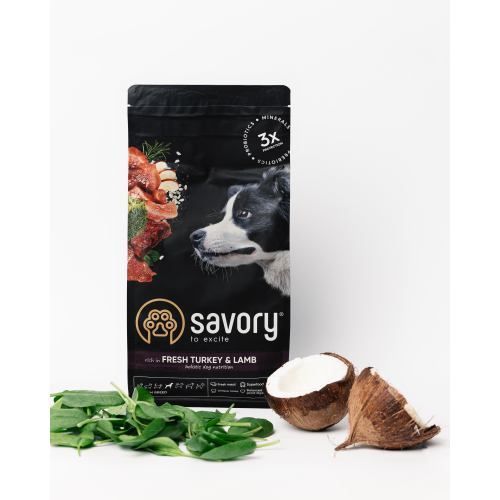 Корм сухий Savory Medium Breed rich in Fresh Turkey & Lamb для дорослих собак середніх порід від 10 до 25 кг зі свіжим ягням 30266 фото