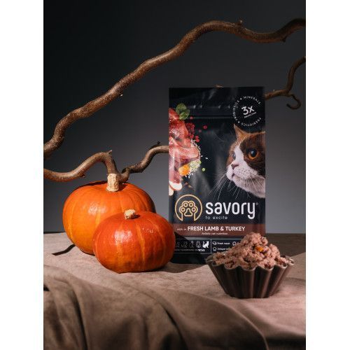 Корм сухий Savory Adult Cat Sensitive Digestion Fresh Lamb and Turkey для дорослих котів з чутливим травленням зі свіжою ягн 30075 фото