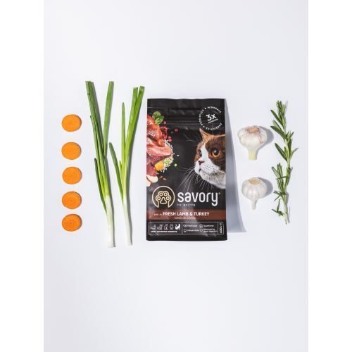 Корм сухий Savory Adult Cat Sensitive Digestion Fresh Lamb and Turkey для дорослих котів з чутливим травленням зі свіжою ягн 30075 фото