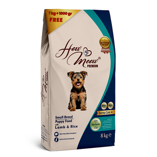 Повнораціонний корм для щенят How Meow Puppy Mini з ягням та рисом 7+1кг 186330 фото