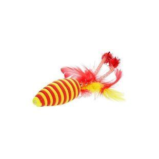 HIPPIE PET Іграшка для котів Мишка з пір'ям червона 16,5 см HIPCT22029R фото