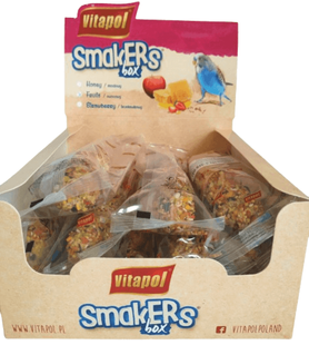 Колба Vitapol Smakers Box ласощі з фруктами для папуг, упаковка 12 шт 112059 фото