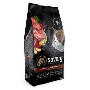 Корм сухой Savory Adult Cat Sensitive Digestion Fresh Lamb and Turkey для взрослых кошек с чувствительным пищеварением. 30082 фото