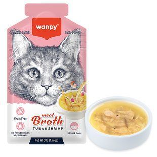 Wanpy Meat Broths Tuna&Shrimp ВАНПИ СУП С ТУНЦОМ И КРЕВЕТКАМИ беззерновой жидкий корм для котов, пауч 50г RAC-62 фото