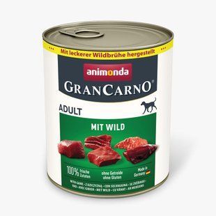 Корм вологий Animonda Gran Carno Adult with Game для дорослих собак з дичиною консервувань 800 г 82483 фото