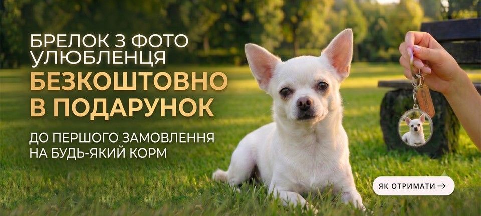 Брелок з фото улюбленця в подарунок до першого замовлення корму