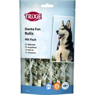 Ласощі Trixie Denta Fun для собак Роли жувальні натуральна шкіра 12 см 75 г 10 шт/уп 31387 фото