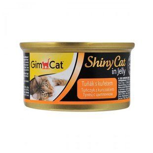 Корм вологий GimCat Shiny Cat для котів з тунцем та куркою в желе 70 г G-413105 /413303 фото