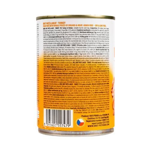 Корм влажный Brit Care Pate and Meat для взрослых собак с индейкой 400 г 100865/100074/0298 фото