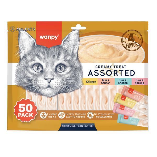 Wanpy Creamy Treat Assorted ВАНПІ МІКС ЛАСОЩІВ рідкі ласощі для котів, набір RAC-MIX фото