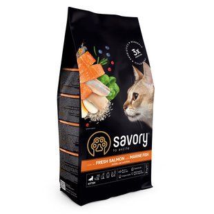 Корм сухий Savory Kitten rich in Fresh Salmon with Marine Fish для кошенят всіх порід зі свіжим лососем та морською рибою 2 21144 фото