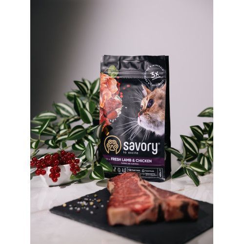 Корм сухий Savory Adult Cat Steril Fresh Lamb and Chicken для стерилізованих котів з ягнятиною та куркою 400 г 30105 фото