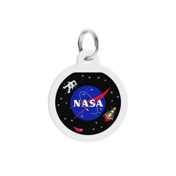 Адресник для собак и кошек металлический WAUDOG Smart ID с QR паспортом, рисунок "NASA", круг, Д 25 мм 0625-0147 фото