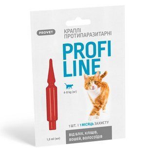Капли Provet PROFILINE для кошек 4-8 кг инсектоакарицид 1 пипетка по 1 мл PR243112 фото