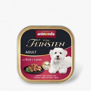 Корм влажный Vom Feinsten Adult with Beef lamb для собак с говядиной и ягненком 150 г AM-82311 фото