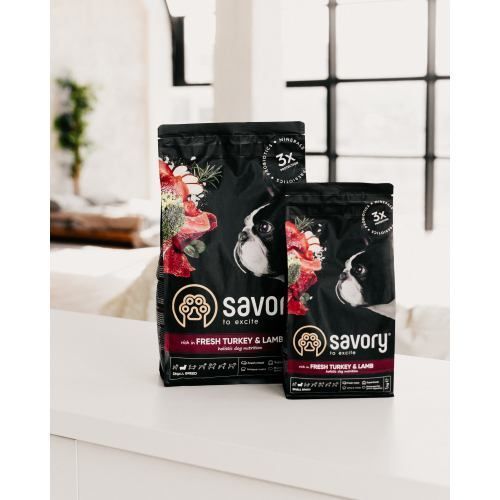 Корм сухой Savory Small Breed rich in Fresh Turkey & Lamb для взрослых собак малых пород со свежим ягненком и индейкой 1 кг 30341 фото