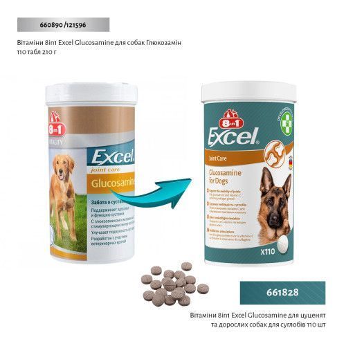 Витамины 8in1 Excel Glucosamine для щенков и взрослых собак для суставов 110 шт 661828 фото