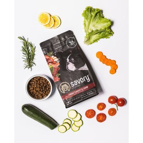Корм сухой Savory Small Breed rich in Fresh Turkey & Lamb для взрослых собак малых пород со свежим ягненком и индейкой 1 кг 30341 фото