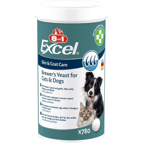 Витамины 8in1 Excel Brewers Yeast для собак и кошек пивные дрожжи с чесноком для кожи и шерсти 780 шт 661829 фото