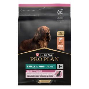 Сухой корм PRO PLAN Small&Mini Adult 1+ Sensitive Skin для взрослых собак мелких пород, с чувствительной кожей, с лососем, 3 кг 7613035114890 фото