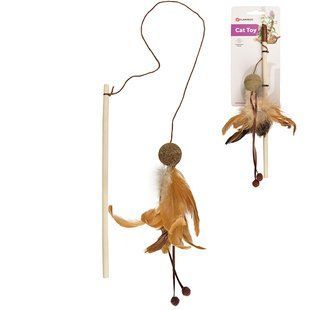 Flamingo Penken Dangler with Catnip Ball ФЛАМИНГО МЯЧ С ПЕРЬЯМИ удочка дразнилка с кошачьей мятой игрушка для котов 560528 фото