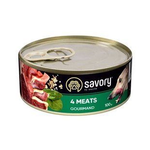 Корм вологий Savory Dog Gourmand 4 meats паштет для дорослих собак усіх порід з чотирма видами м&rsquo;яса 100 г 30372 фото