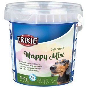 Ласощі Trixie Soft Snack Happy Mix для собак з куркою, ягням та лососем 500 г 31495 фото