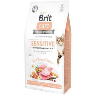 Корм сухой Brit Care Cat Grain Sensitive HDigestion Delicate Taste для взрослых кошек с чувствительным пищеварением с индейкой 171281 фото