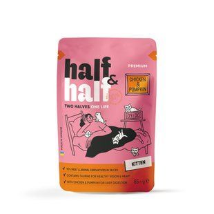Корм влажный Half&Half для котят с курицей и тыквой в соусе 85 г HH_21946 фото