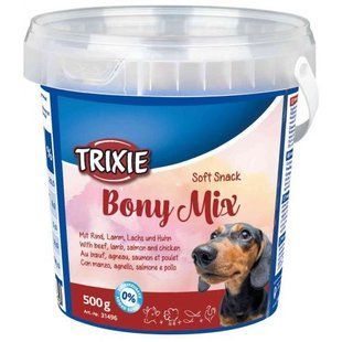 Ласощі Trixie Soft Snack Bony Mix для собак з яловичиною, ягням, лососем та куркою 500 г 31496 фото