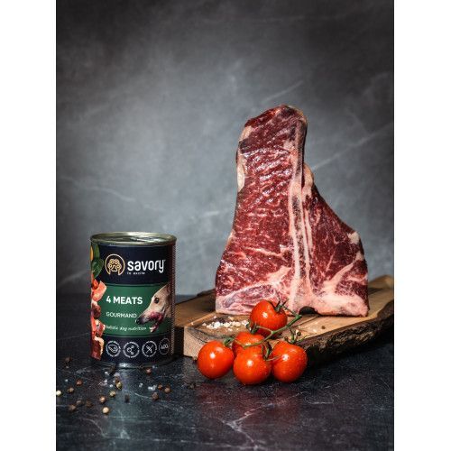 Корм влажный Savory Dog Gourmand 4 meats паштет для взрослых собак всех пород с четырьмя видами мяса 400 г 30396 фото